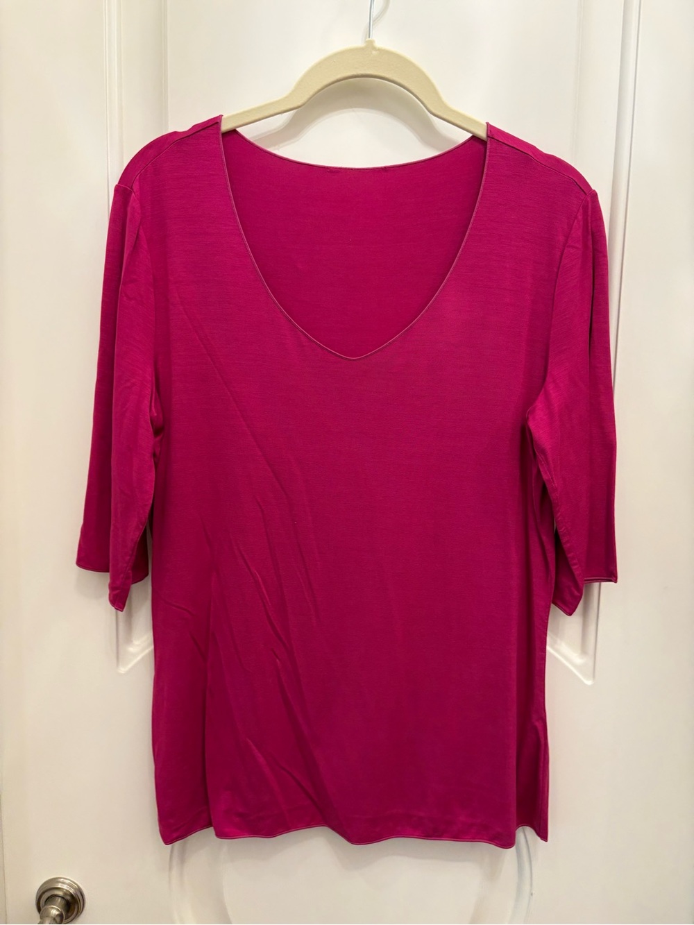 Giorgio Armani Scoop Neck Short Sleeve Top - Fuchsia